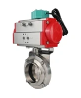Затвор дисковый поворотный DN.ru WBV3131E-2W-W-H Ду50 Ру10 под приварку, корпус - пищевая нержавеющая сталь 304, уплотнение - EPDM, с пневмоприводом PA-SA-065 и магнитным переключателем ALS200D