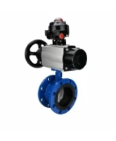 Затвор дисковый поворотный DN.ru WBV1331E-2W-F-H Ду50 Ру16 фланцевый, корпус - чугун GGG40, диск - нержавеющая сталь 304, уплотнение - EPDM, с пневмоприводом DN.ru PA-DA-105-1 и БКВ APL-510N EX