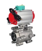 Кран шаровой DN.ru BV3232P(3pc)-FP-SW-ISO-H Ду100 Ру63 полнопроходной, корпус - нержавеющая сталь SS316, под приварку, с пневмоприводом PA-DA-105, пневмораспределителем 4M310-08 AC220V, магнитным переключателем ALS200D