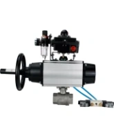 Кран шаровой DN.ru BV3232P(2pc)-FP-T-ISO-H Ду80 Ру40, полнопроходной, внутренняя резьба, нержавеющая сталь SS316, PTFE, с пневмоприводом PA-DA-105-1 двойного действия, с пневмораспределителем 4V320-08 AC220V, с БКВ APL-410N EX, с БПВ AFC2000