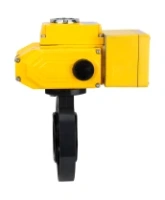 Затвор дисковый поворотный DN.ru WBV4242E-2W-Fb-ISO Дн80 Ру10 межфланцевый, корпус - НПВХ, диск - НПВХ, уплотнение - EPDM, с электроприводом DN.ru QT-N-005EM-A1-24VDC-У1 c датчиком обратной связи и входным управляющим сигналом 4-20мА HARK