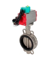 Затвор дисковый поворотный DN.ru WBV3232E-2W-Fb-H Ду65 Ру16 корпус - нержавеющая сталь 316L, диск - нержавеющая сталь 316L, уплотнение - EPDM, с пневмоприводом PA-DA-065, пневмораспределителем 4M310-08 AC220V и магнитным переключателем ALS200D