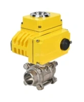Кран шаровой DN.ru BV3232P(3pc)-FP-W-ISO-H Ду65 Ру25 полнопроходной двухходовой, нержавеющая сталь SS316, под приварку, уплотнение - PTFE, с 1/4-оборотным электроприводом DN.RU QT-N-010EM-O1-24VDC-У1