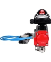 Кран шаровой DN.ru BV3232P(4pc)-SP-3WL-T-ISO-H Ду15 Ру63, стандартнопроходной, четырехсоставной, корпус - нержавеющая сталь 316, уплотнение - PTFE, внутренняя резьба, с пневмоприводом PA-DA-052, пневмораспределителем 4V320-08 AC220V, БКВ APL-210N