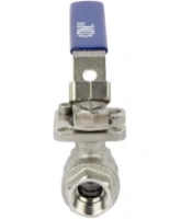 Кран шаровой DN.ru BV3232P(2pc)-FP-T-ISO-H Ду10 Ру63 полнопроходной двухходовой, нержавеющая сталь 316, внутренняя резьба, уплотнение - PTFE, с ISO-фланцем и рукояткой, 9х9, F03/F04