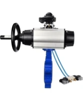 Затвор дисковый поворотный DN.ru WBV1616E-2W-Fb-H Ду125 Ру16 LUG корпус - чугун QT450, диск - чугун QT450, уплотнение - EPDM, с пневмоприводом DN.ru PA-DA-105-1, пневмораспределителем 4V320-08 AC220V и БКВ APL-210N