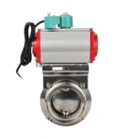 Затвор дисковый поворотный DN.ru WBV3131E-2W-T-H Ду50 Ру10 резьбовой, корпус - пищевая нержавеющая сталь 304, уплотнение - EPDM, с пневмоприводом PA-SA-065, пневмораспределителем 4M310-08 220В NAMUR и магнитным переключателем ALS200D
