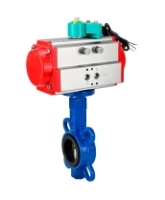 Затвор дисковый поворотный DN.ru WBV1413E-2W-Fb-H Ду100 Ру16 корпус - чугун GGG50, диск - чугун GGG40, уплотнение - EPDM, с пневмоприводом PA-DA-083 и магнитным переключателем ALS200D