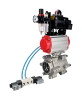 Кран шаровой DN.ru BV3232P(3pc)-FP-SW-ISO-H Ду65 Ру63 полнопроходной, корпус - нержавеющая сталь SS316, под приварку, с пневмоприводом PA-SA-130, пневмораспределителем 4V320-08 AC220V, БКВ APL-410N EX, БПВ AFC2000