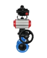 Затвор дисковый поворотный DN.ru WBV1313E-2W-F-H Ду100 Ру16 фланцевый, корпус - чугун GGG40, диск - чугун GGG40, EPDM, с пневмоприводом DN.ru PA-DA-105, пневмораспределителем 4V320-08 AC220V, БКВ APL-410N EX и ручным дублером MON1-250-T26-ISO