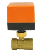 Кран шаровой DN.ru BV0030NP-SP-T-ED Ду20 Ру16 стандартнопроходной двухходовой, латунь, внутренняя резьба, уплотнение - нитриловый каучук / PTFE, с электроприводом 220В без концевых выключателей