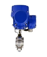 Затвор дисковый поворотный DN.ru WBV3131S-2W-W-H Ду80 Ру10 под приварку, корпус - пищевая нержавеющая сталь 304, уплотнение - Silicon, с электроприводом QT-N-005M-O2-220VAC-У1 с моментной муфтой и штурвалом